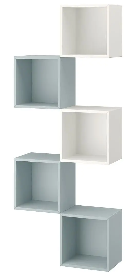 Combinatie de rafturi suspendate Ikea Eket 70x25x175 (Alb/Gri Deschis-Bleu) - 5