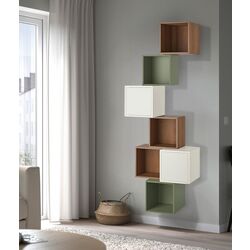 Combinatie de rafturi suspendate Ikea Eket 80x35x210 (Aspect Nuc/Alb/Gri-Verde)