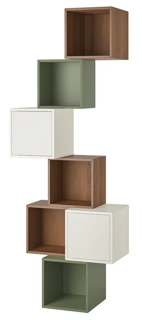 Combinatie de rafturi suspendate Ikea Eket 80x35x210 (Aspect Nuc/Alb/Gri-Verde) - 2