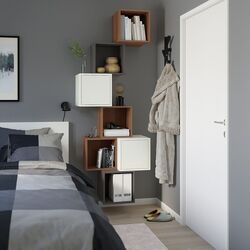 Combinatie de rafturi suspendate Ikea Eket 80x35x210 (Aspect Nuc/Alb/Gri Inchis) Thumb