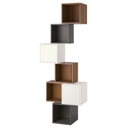 Combinatie de rafturi suspendate Ikea Eket 80x35x210 (Aspect Nuc/Alb/Gri Inchis)