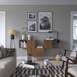 Combinatie de rafturi suspendate Ikea Eket cu usi/2 sertare 175x35x70 (Aspect Nuc) Thumb