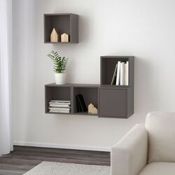 Combinatie de rafturi suspendate Ikea Eket cu usa 105x35x120 (Gri-inchis)