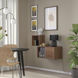 Combinatie de rafturi suspendate Ikea Eket cu sertare 105x35x70 (Aspect Nuc) Thumb