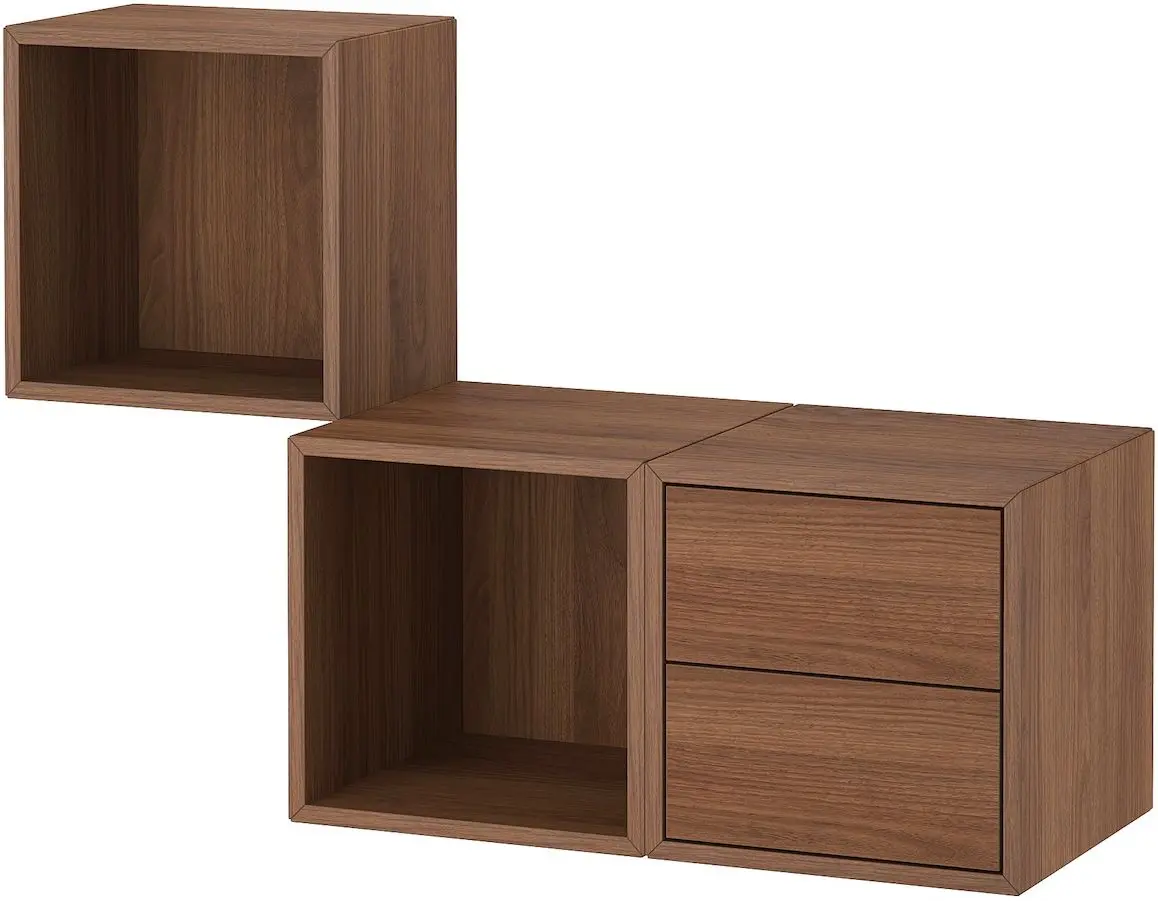 Combinatie de rafturi suspendate Ikea Eket cu sertare 105x35x70 (Aspect Nuc)