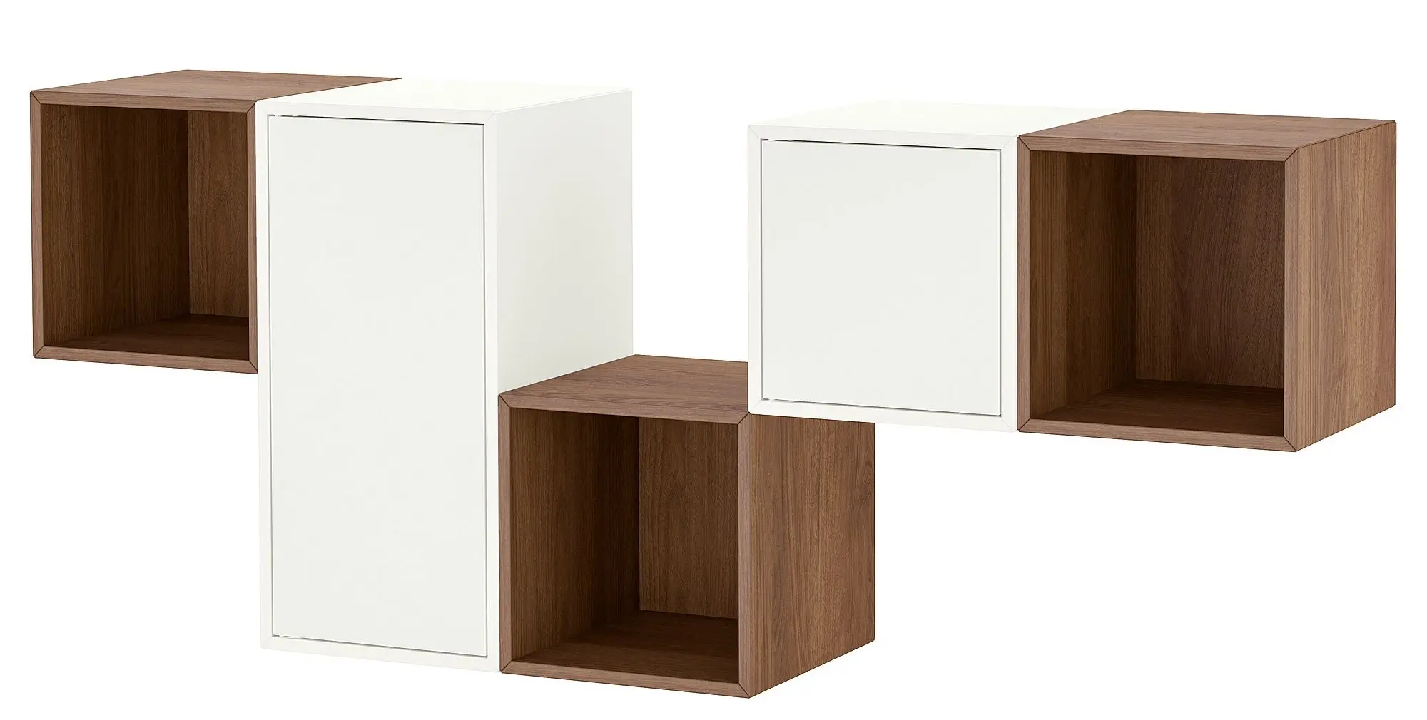 Combinatie de rafturi suspendate Ikea Eket 175x35x70 (Alb/Aspect Nuc)