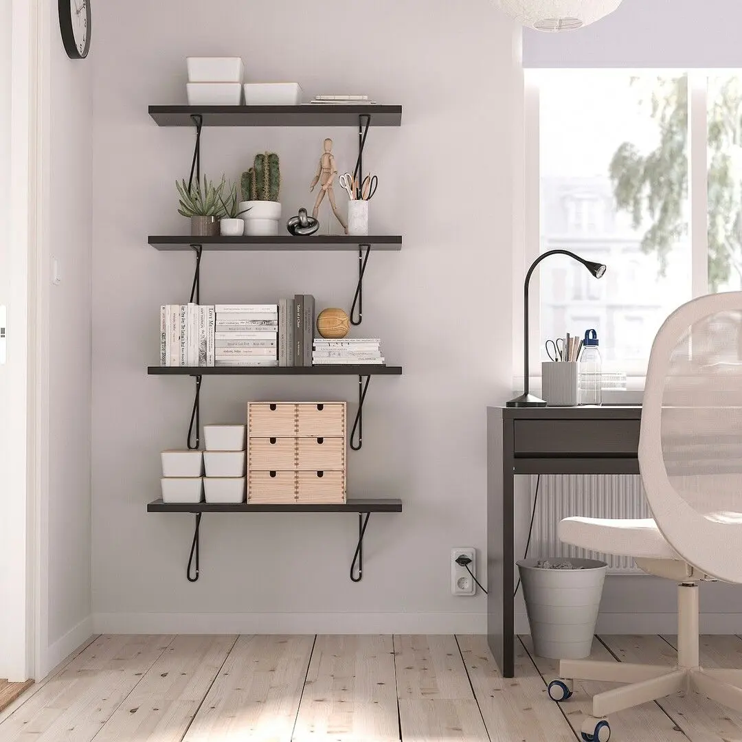 Raft Ikea Bergshult/Forlaggare 80x20 (Negru-maro/Negru)