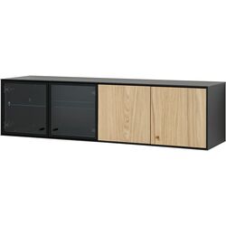 Raft Ikea Boastad usi/usi sticla 121x32x32 (Negru/Furnir Stejar) Thumb