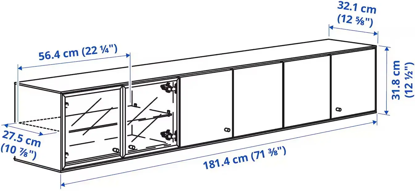 Raft Ikea Boastad usi/usi sticla 181x32x32 (Negru/Furnir stejar)