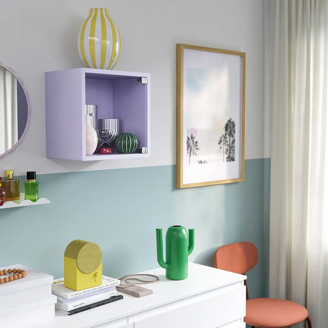 Полка Ikea Eket со стеклянной дверью 35x25x35 (Светло-Сиреневый)