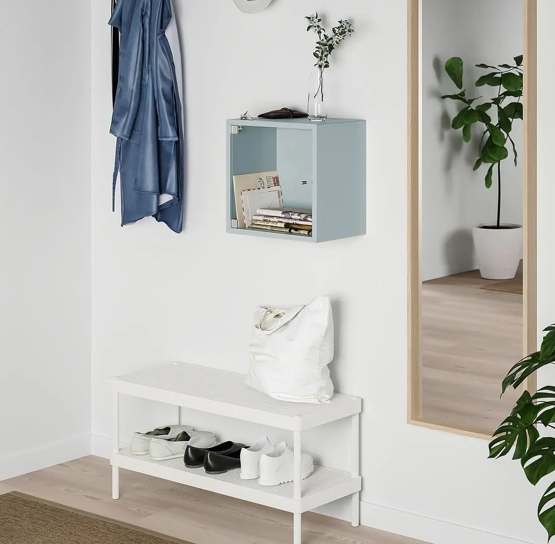 Raft Ikea Eket cu usa de sticla 35x35x35 (Gri Deschis-Bleu) - 4