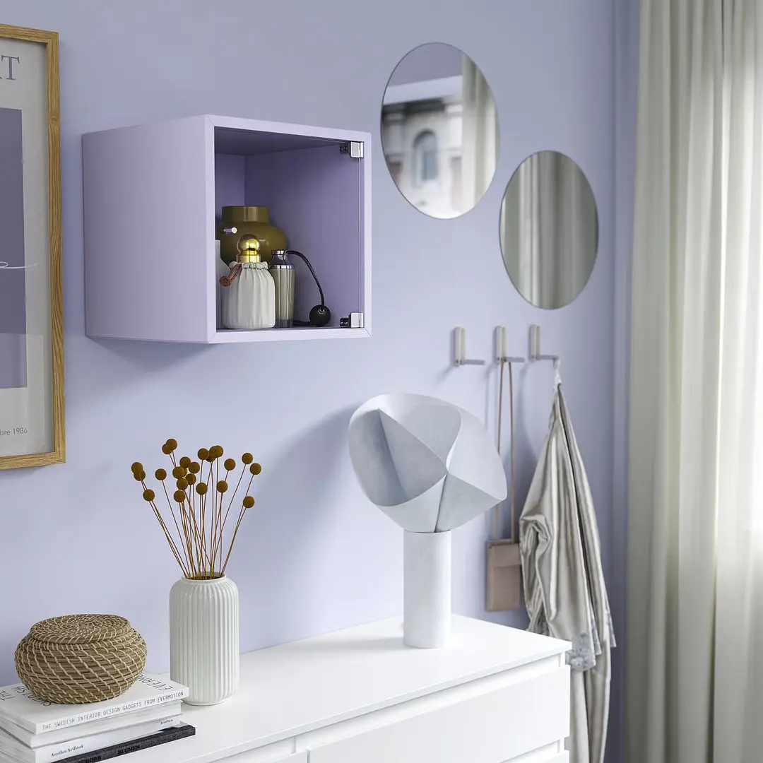 Полка Ikea Eket со стеклянной дверью 35x35x35 (Светло-Сиреневый)