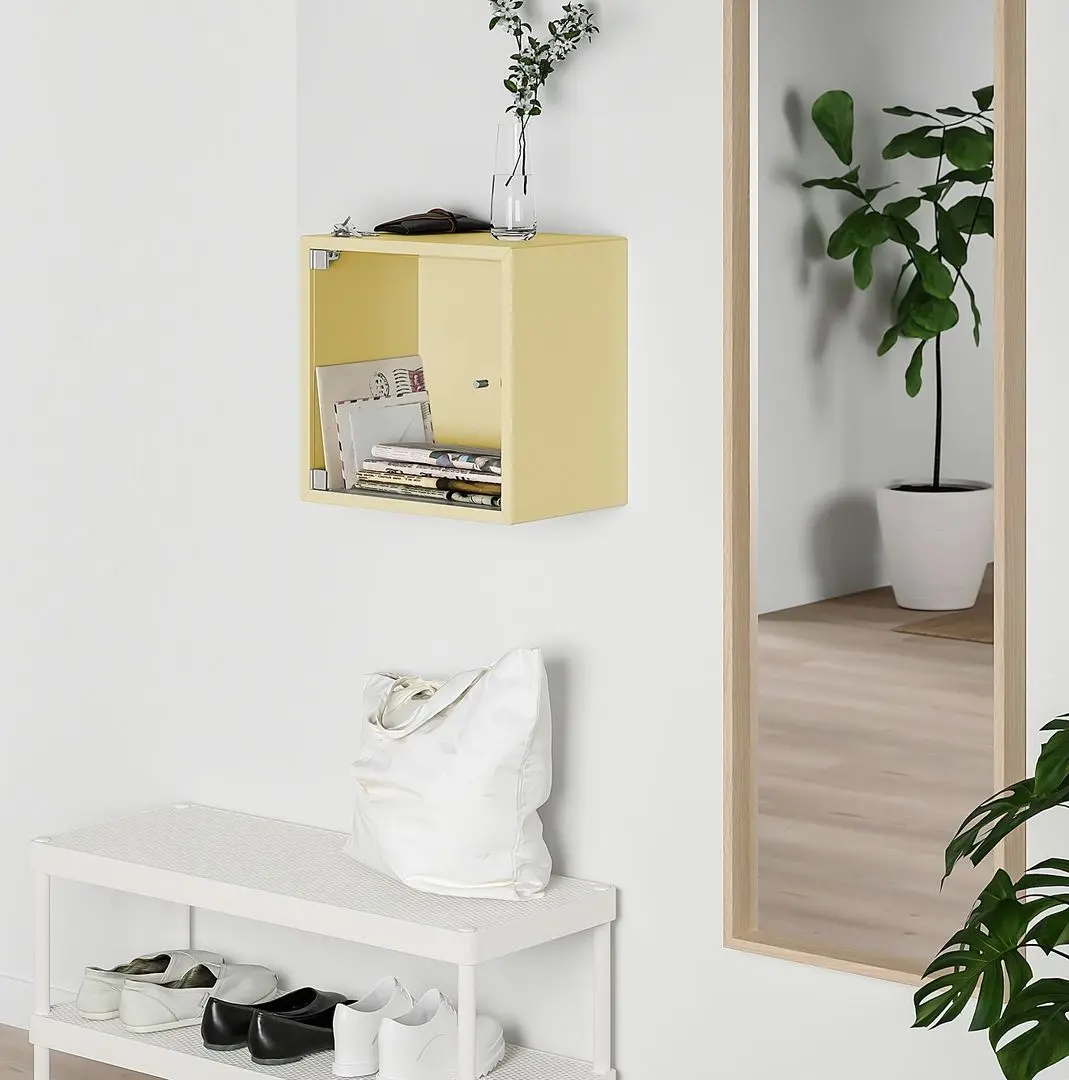 Raft Ikea Eket cu usa de sticla 35x35x35 (Galben Deschis)