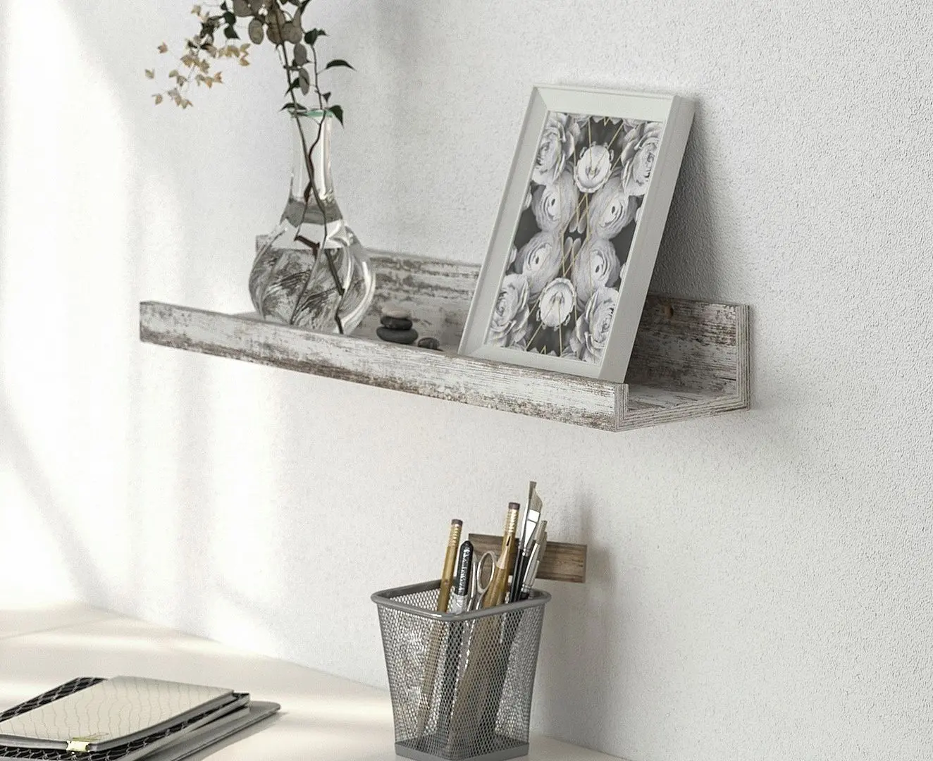 Полка Ikea Mosslanda 55cm (Белый под Беленую Сосну)