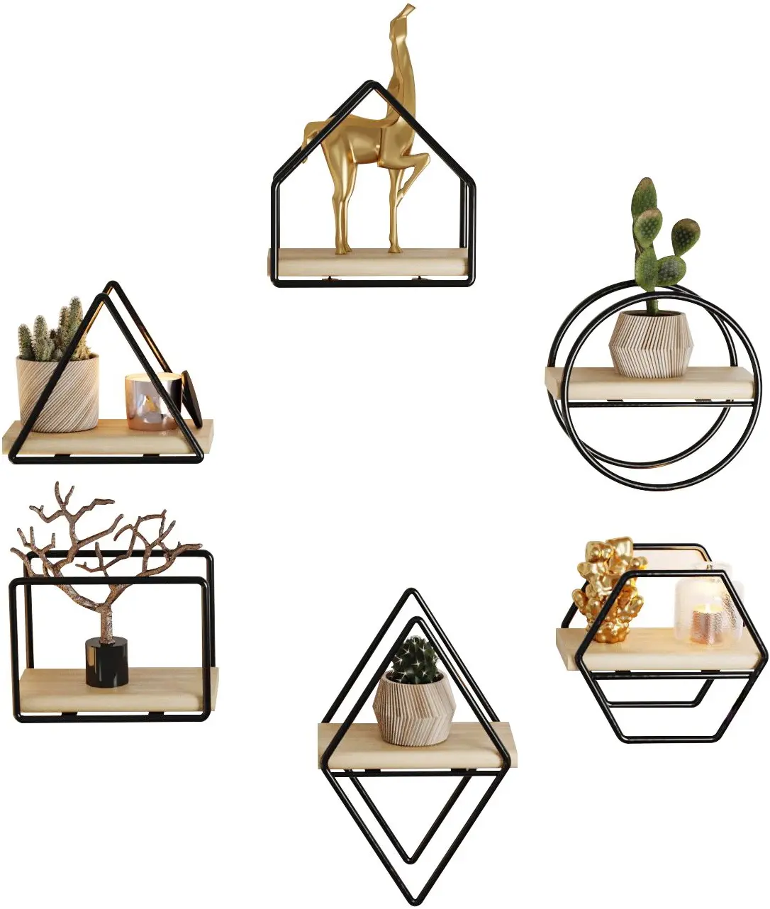 Набор полок Mirage Meble 6 (Gold/Black)