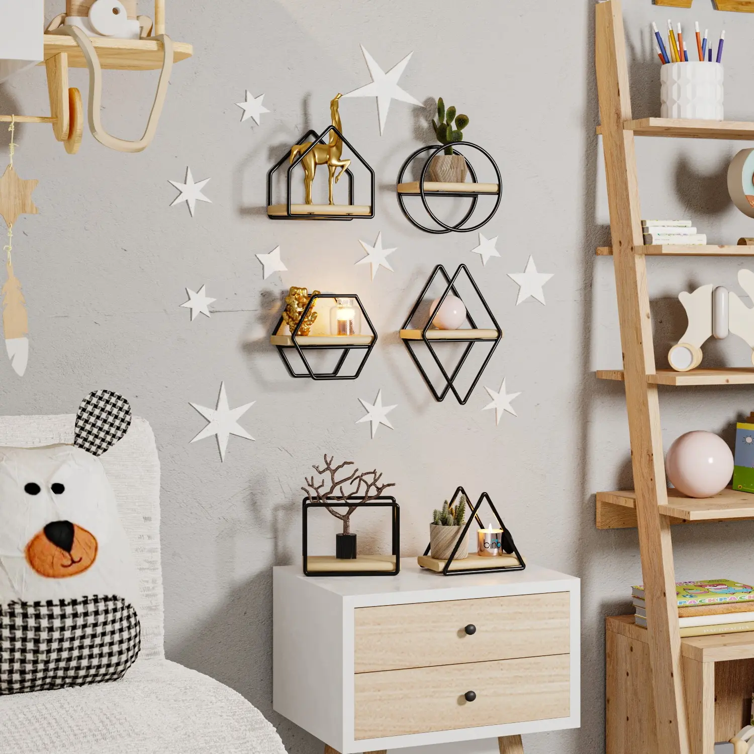 Набор полок Mirage Meble 6 (Gold/Black)