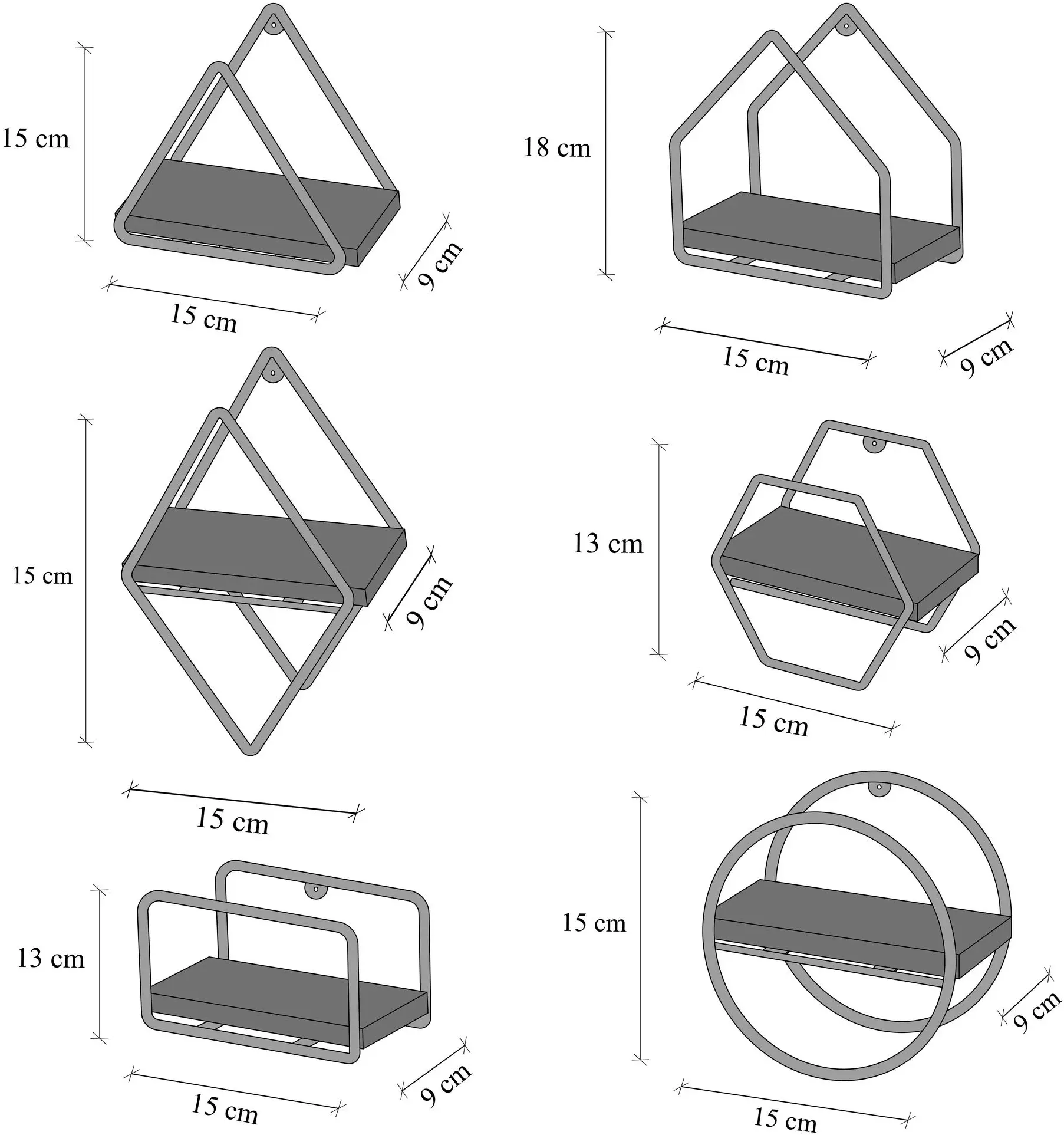 Набор полок Mirage Meble 6 (Gold/Black)