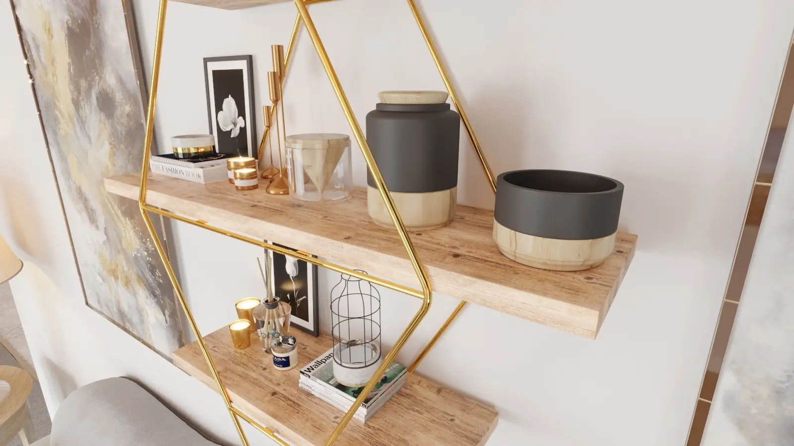 Raft Mirage Meble Prizma (Brown/Gold)