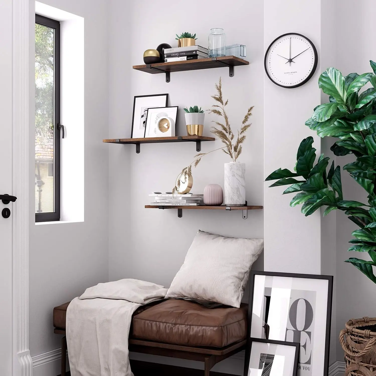 Набор полок Songmics LWS04NB (Brown/Black)