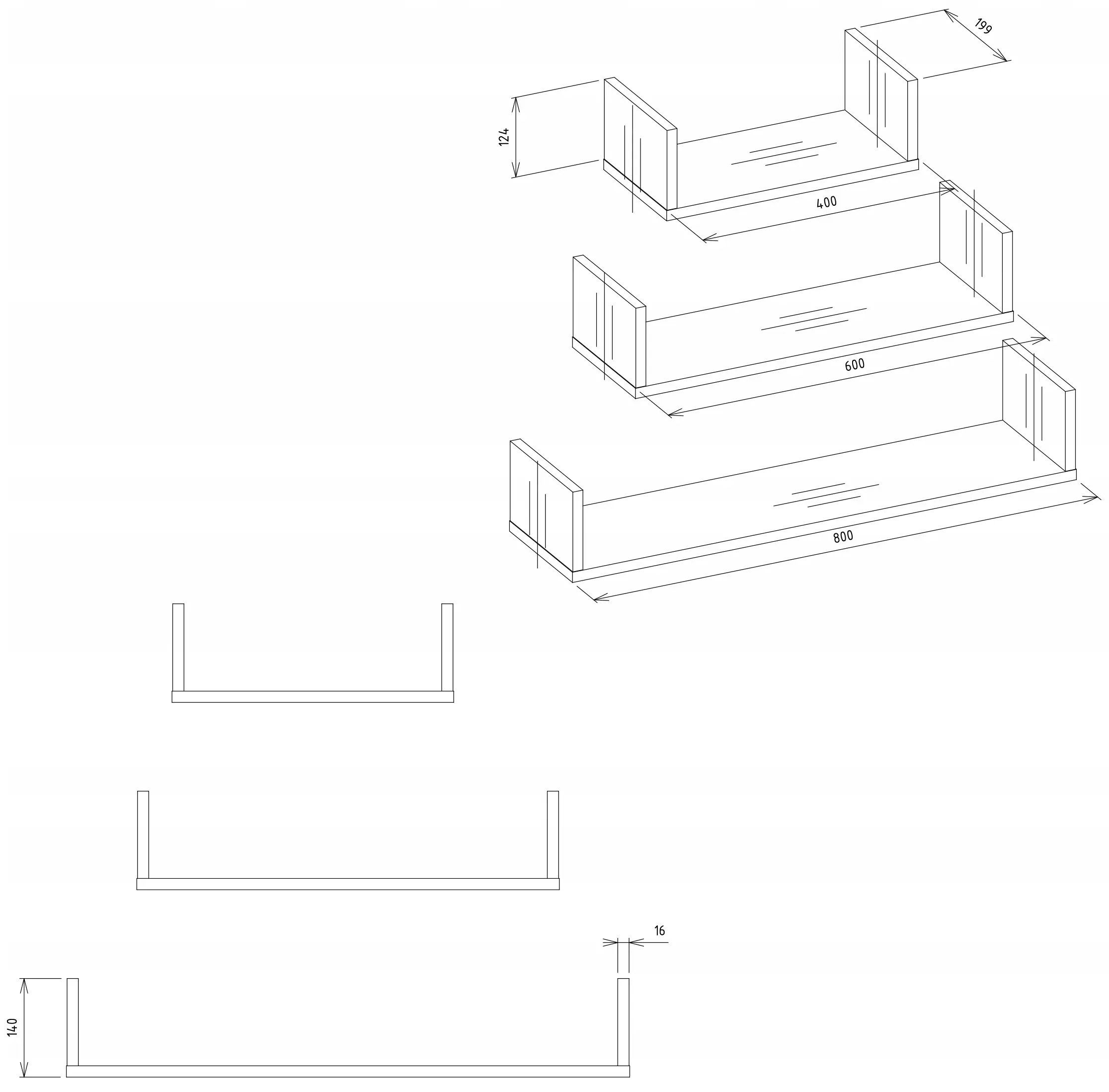 Набор полок TopEshop Mobi 3P (Anthracite) - 6
