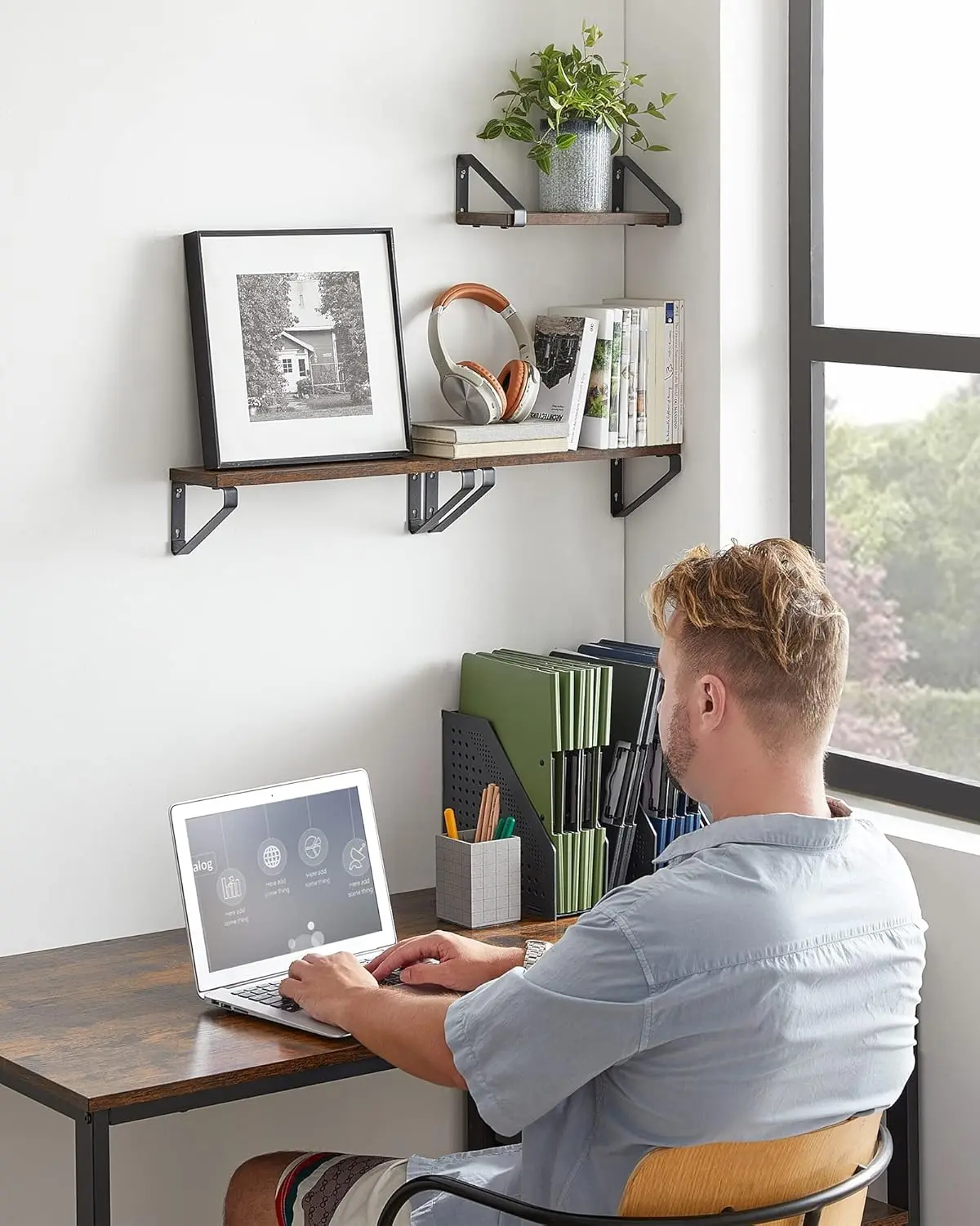 Набор полок Vasagle LWS33BX (Rustic Brown/Black)