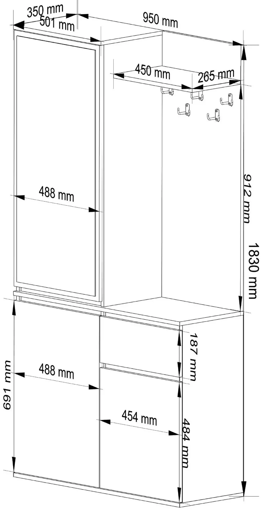 Antreu Akord Entro 95cm 3D1SZ (Artisan Oak)