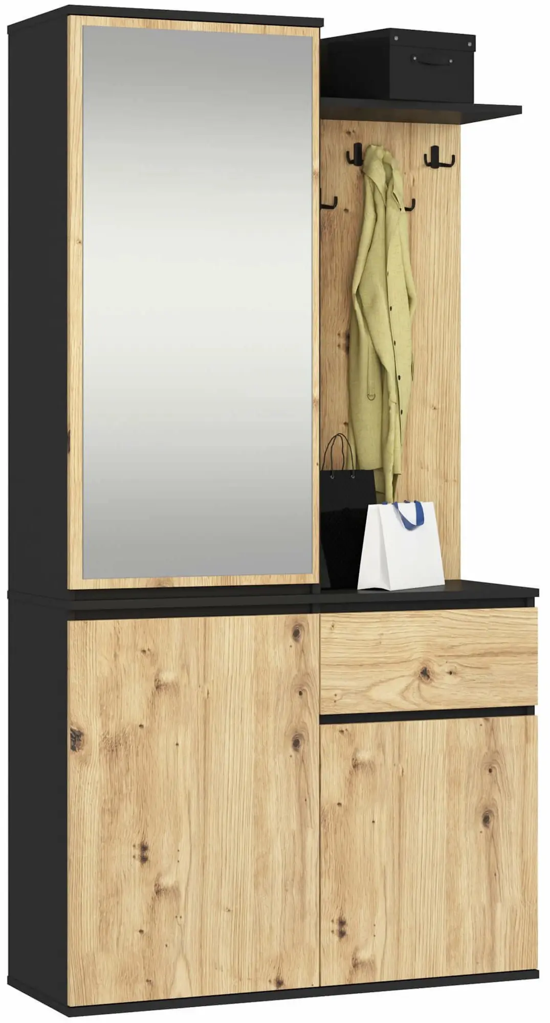 Antreu Akord Entro 95cm 3D1SZ (Black/Artisan Oak)