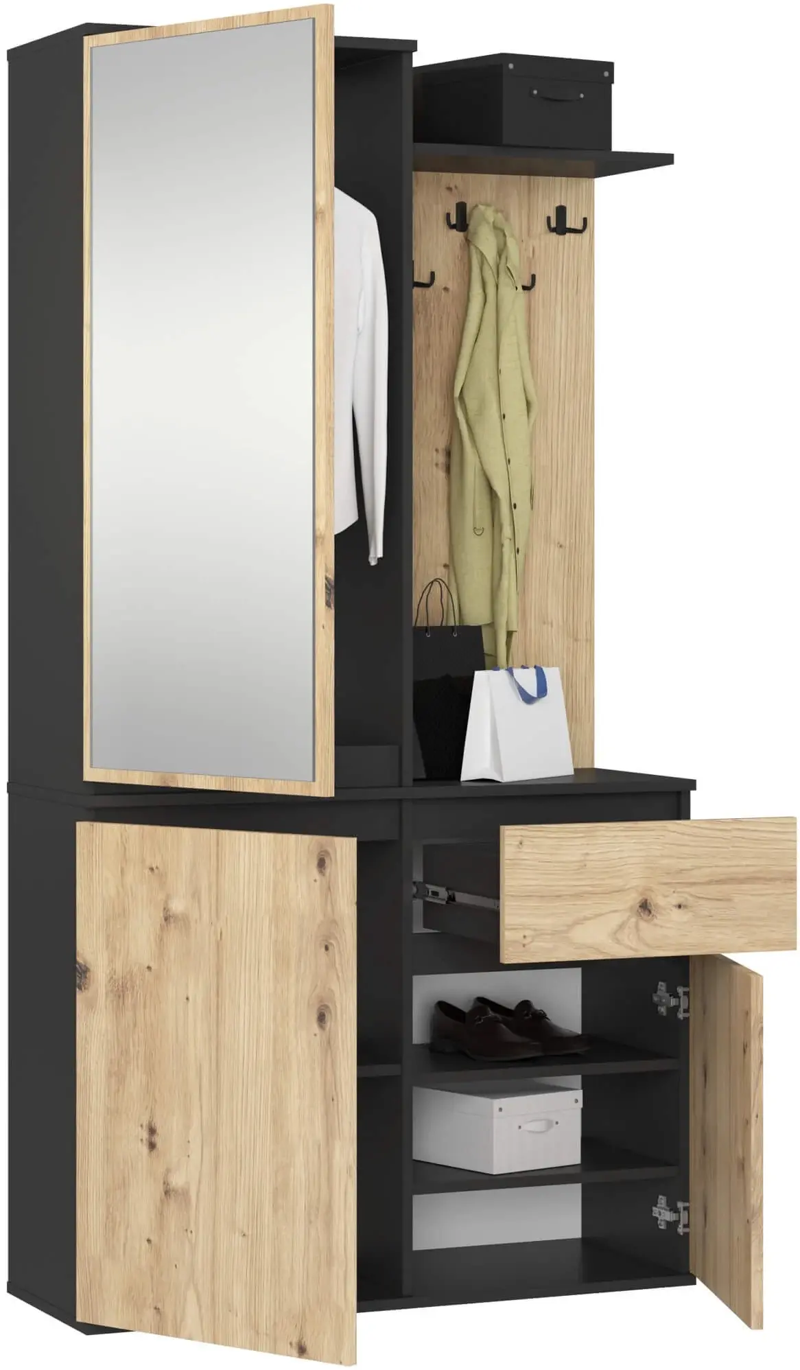 Antreu Akord Entro 95cm 3D1SZ (Black/Artisan Oak)