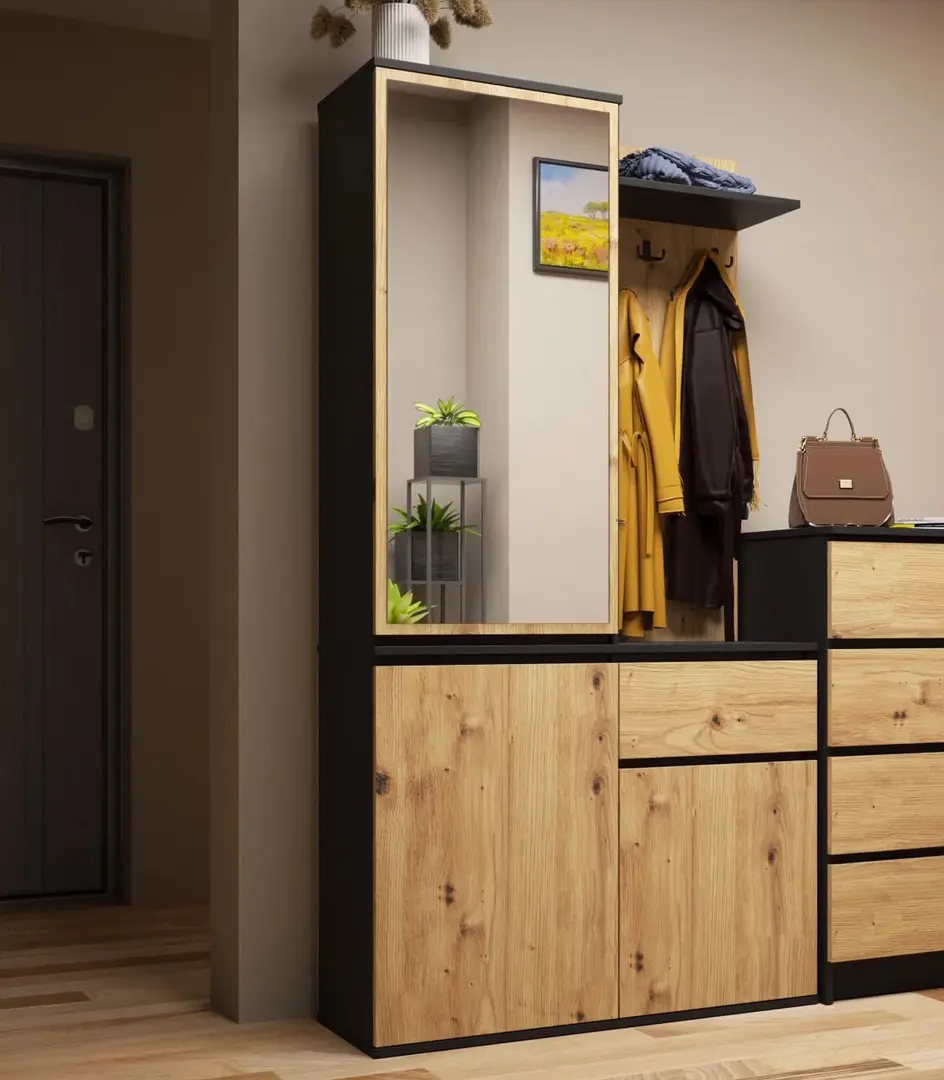 Antreu Akord Entro 95cm 3D1SZ (Black/Artisan Oak)