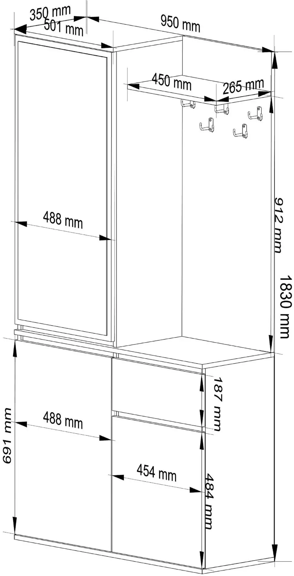 Antreu Akord Entro 95cm 3D1SZ (Graphite Grey)
