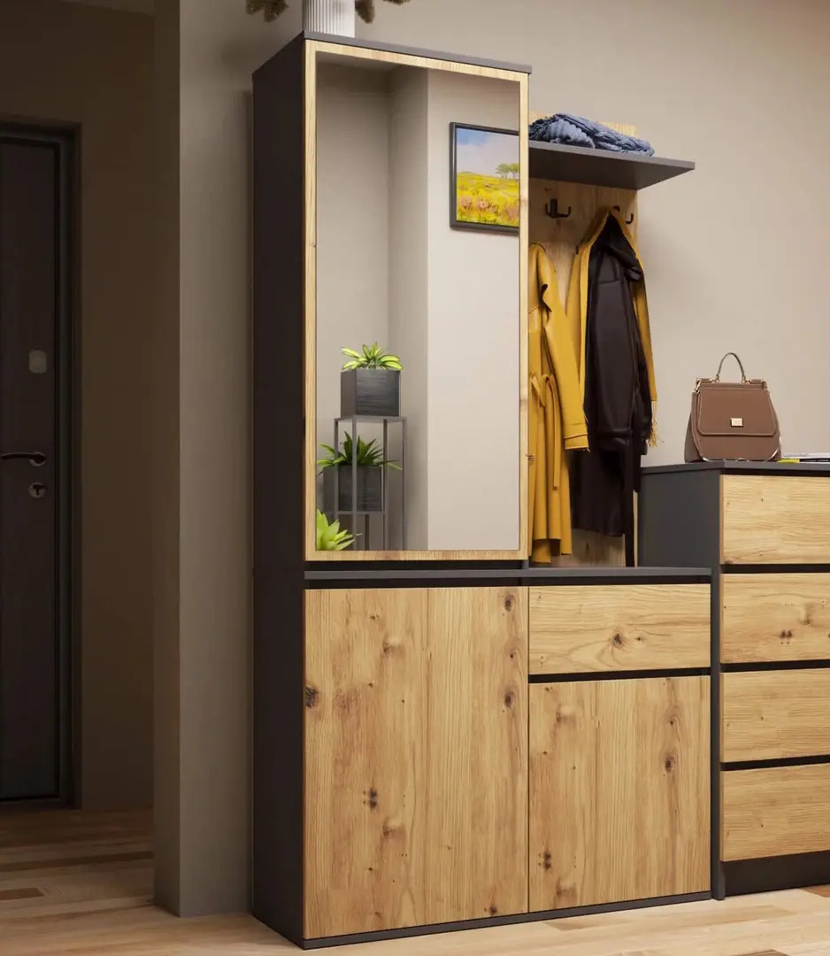 Antreu Akord Entro 95cm 3D1SZ (Graphite Grey/Artisan Oak)