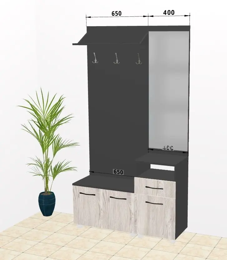 Прихожая Ambianta Bruno 1.05м (Графит/Самоа Белый)