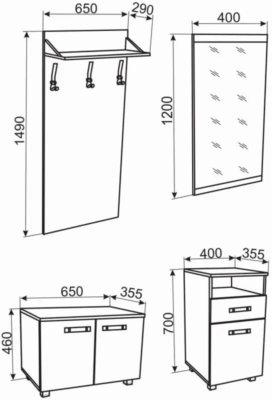 Прихожая Ambianta Bruno 1.05м (Графит/Самоа Белый)