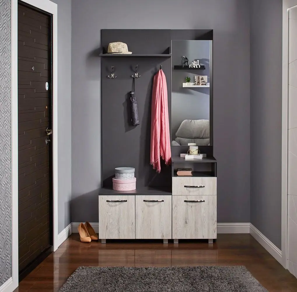 Прихожая Ambianta Bruno 1.05м (Графит/Самоа Белый)