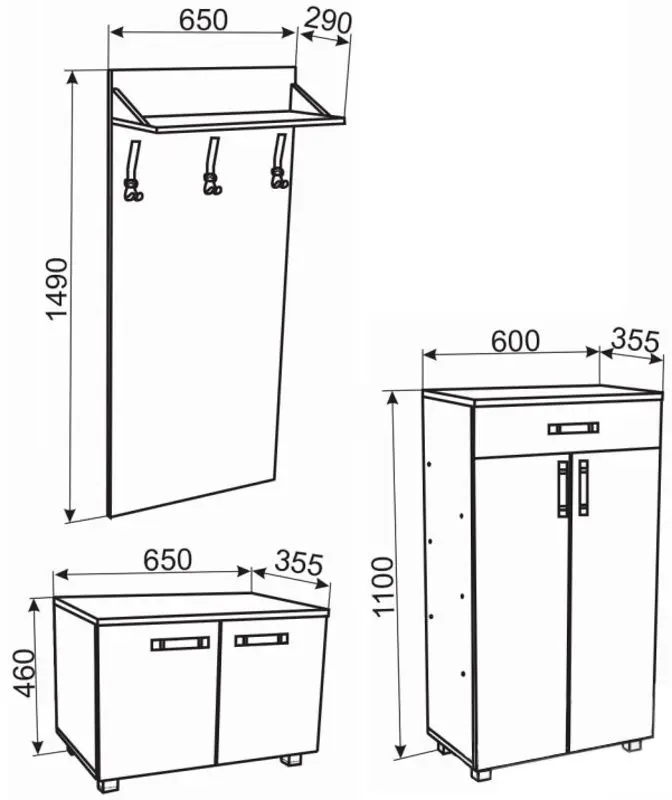 Antreu Ambianta Bruno 1.25m (Grafit/Samoa Alb)