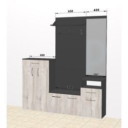 Прихожая Ambianta Bruno 1.65м (Графит/Самоа Белый) Thumb