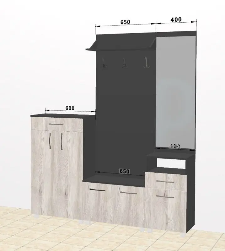 Прихожая Ambianta Bruno 1.65м (Графит/Самоа Белый)