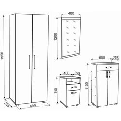 Antreu Ambianta Bruno 1.6m (Grafit/Samoa Alb) Thumb