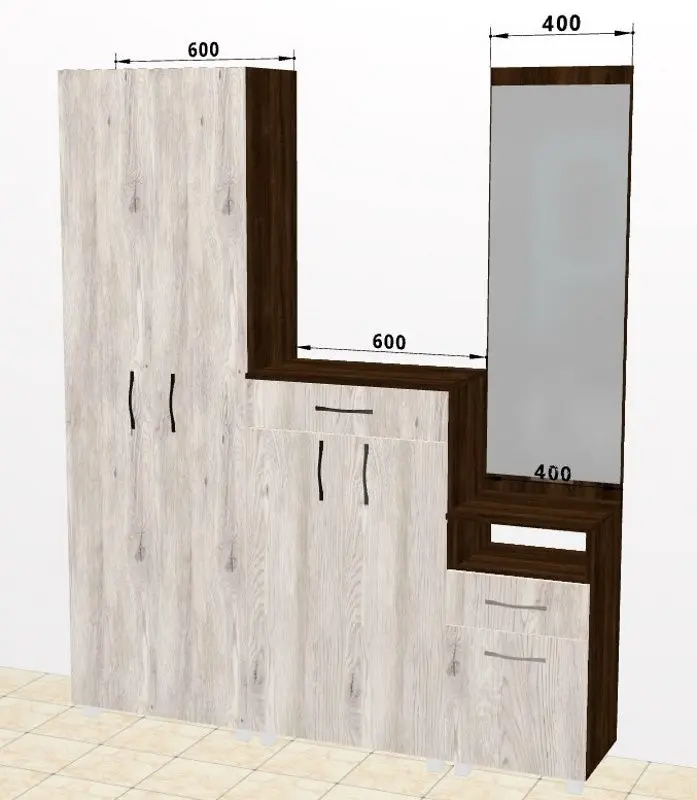 Прихожая Ambianta Bruno 1.6м (Сонома Темный/Самоа Белый)