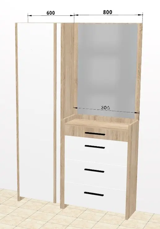 Antreu Ambianta Solaris cu dulap 1.4m (Cremona/Alb)