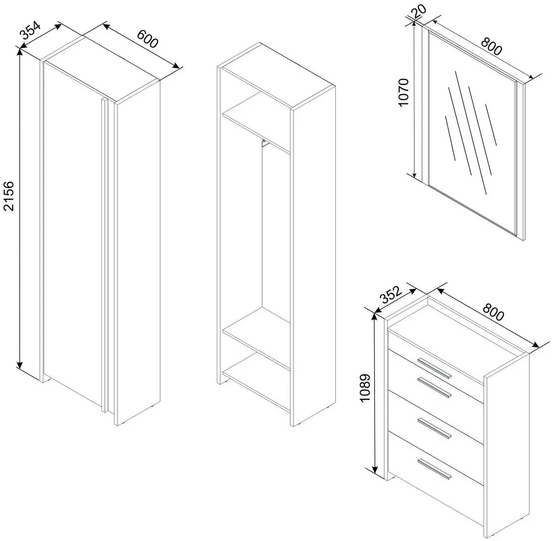 Antreu Ambianta Solaris cu dulap 1.4m (Cremona/Grafit)