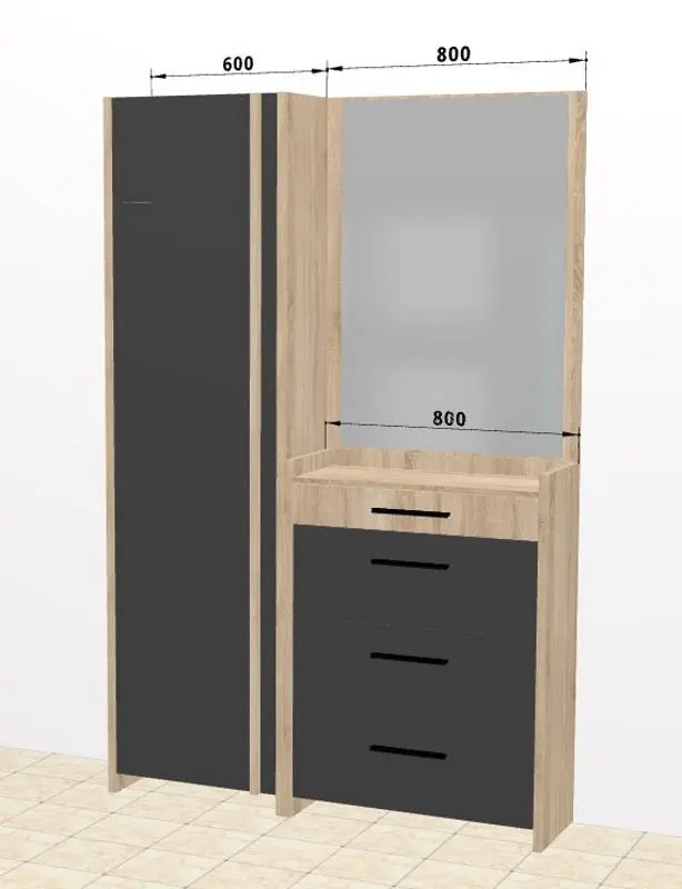 Antreu Ambianta Solaris cu dulap 1.4m (Cremona/Grafit)