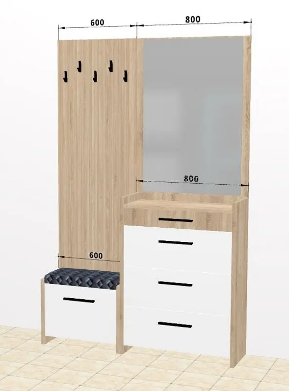 Antreu Ambianta Solaris cu cuier 1.4m (Cremona/Alb)