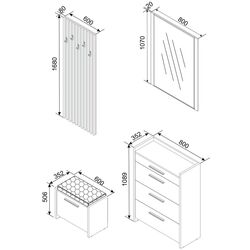 Antreu Ambianta Solaris cu cuier 1.4m (Cremona/Alb) Thumb