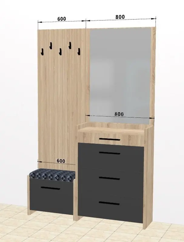 Antreu Ambianta Solaris cu cuier 1.4m (Cremona/Grafit)