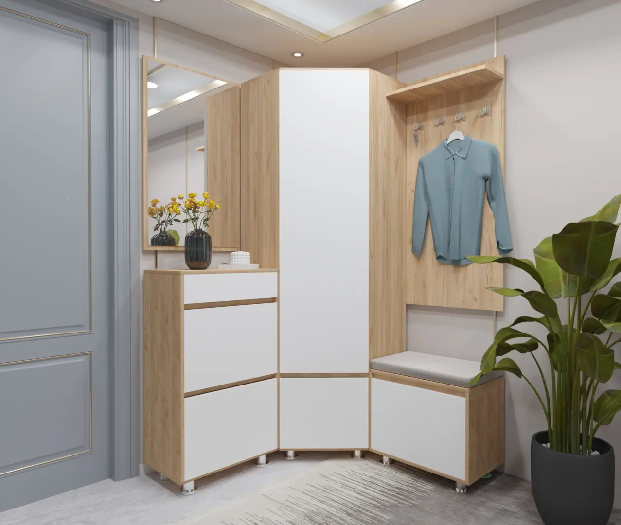 Прихожая Arta Mobilei Krafti 5.3.2 AM81 (Gold Craft Oak/Alpine White)