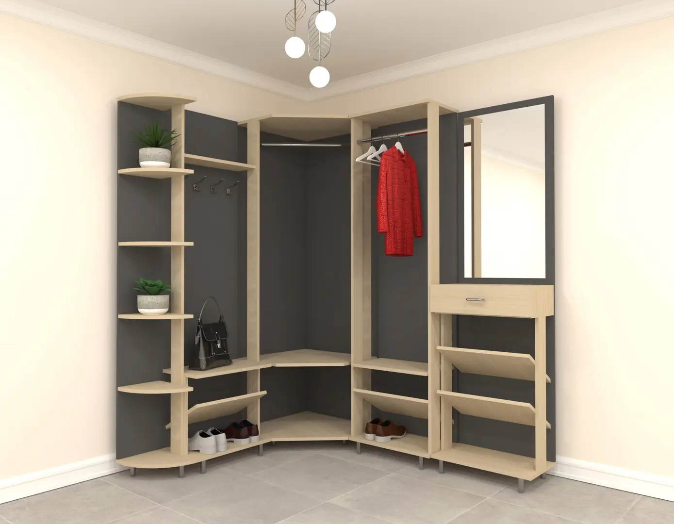 Прихожая Arta Mobilei Open Grafit 1-5 AM47 (Graphite/Ferrara Oak)