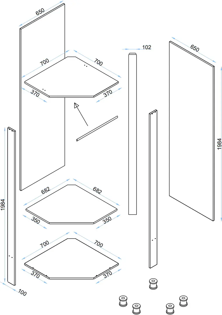 Прихожая Arta Mobilei Open Grafit 2.3.1 AM53 (Graphite/Ferrara Oak)