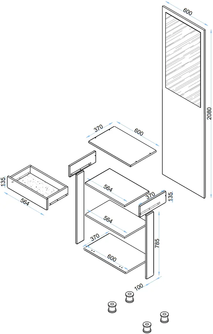 Прихожая Arta Mobilei Open Grafit 5.2.4 AM57 (Graphite/Ferrara Oak)