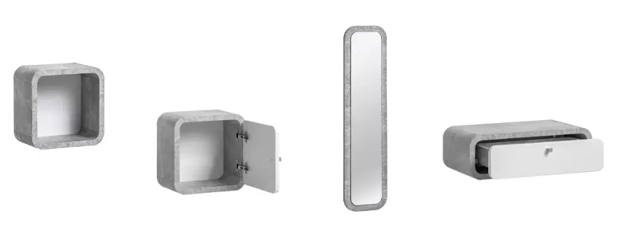 Прихожая ASM Wally III AJW WY3 (Concrete/White Gloss) - 2